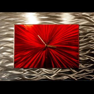 Red Modular Clock - our artisan Fine Metal Art