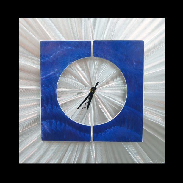 Splice Clock Blue - our artisan Fine Metal Art