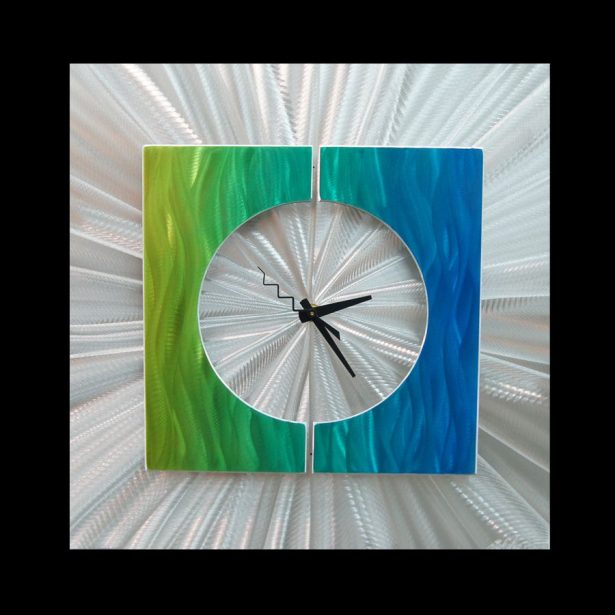 Splice Clock Green - our artisan Fine Metal Art