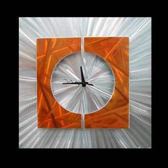 Splice Clock Orange - our artisan Fine Metal Art